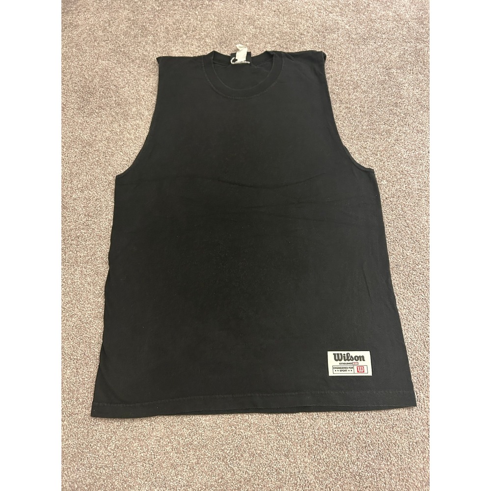 Wilson Sleeveless Muscle Tee Mens L Black Excellent Athletic Gym Tank Top